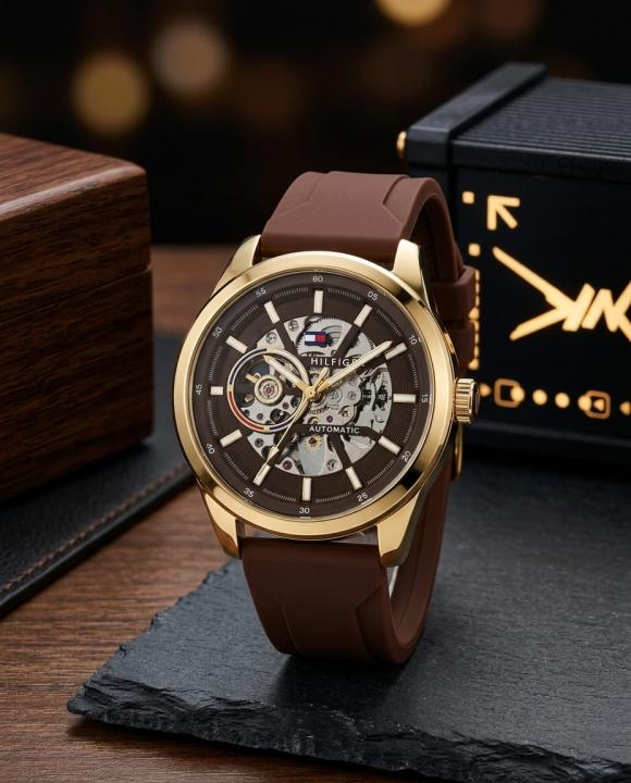 Tommy Hilfige_r Automatic Silicon Brown-Gold-Brown