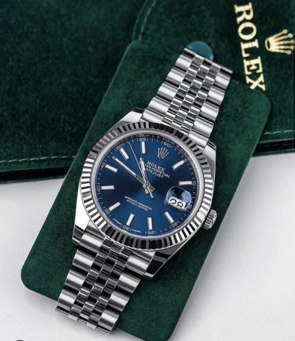 Rolee_x Oyster Perpetual Date Just Silver Blue