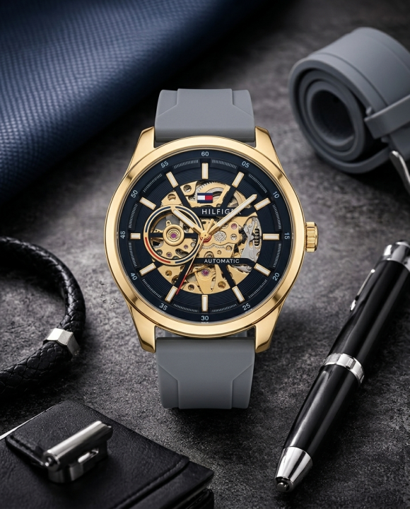 Tommy Hilfige_r Automatic Silicon Grey-Gold-Black