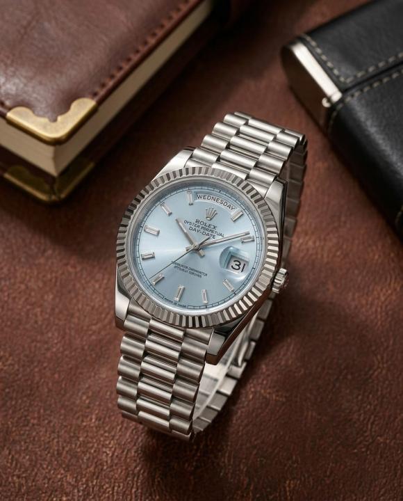 Rolee_x Oyster Perpetual Day Date Silver-Sky