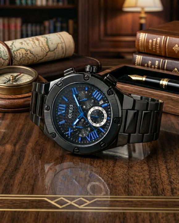 Guess Square Chronograph Black-Blue