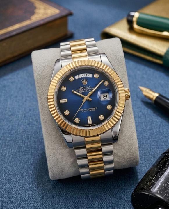 Role_x Oyster Perpetual Day Date Diamond 40 Battery 2Ton-Gold-Blue
