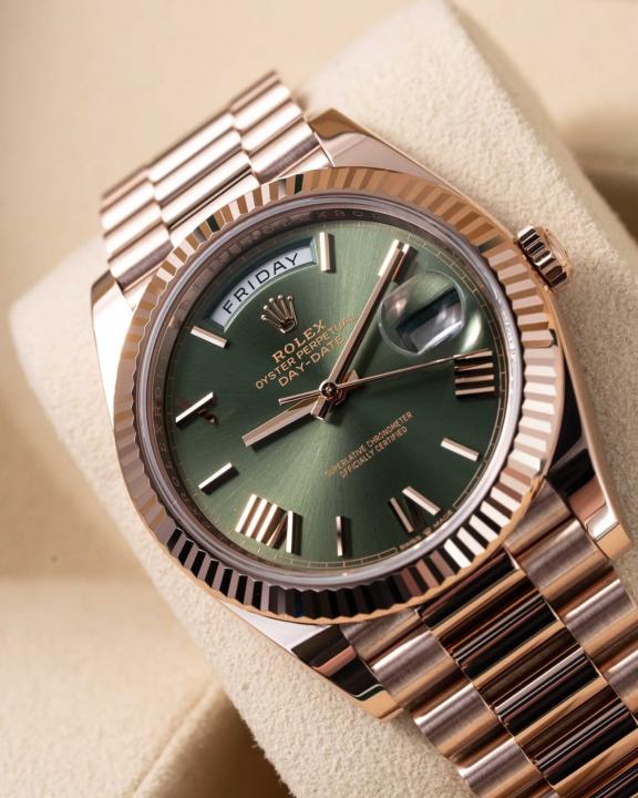 Rolee_x Oyster Perpetual Day Date 40 Battery Copper Green