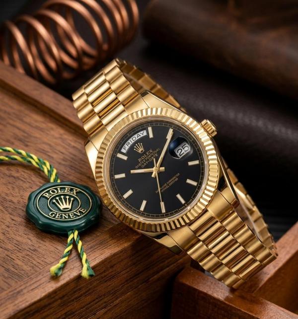 Rolee_x Oyster Perpetual Day Date Gold-Black