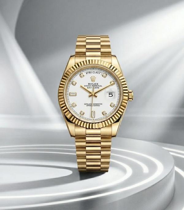 Role_x Oyster Perpetual Day Date Diamond Gold-White 40 Battery
