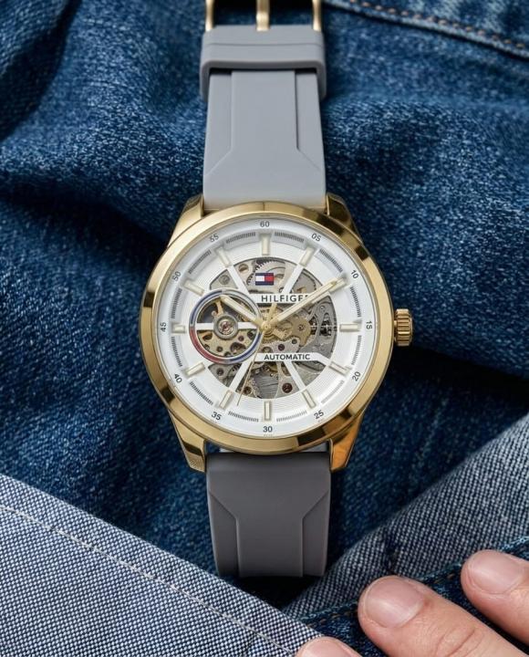 Tommmy Hilfige_r Automatic Silicon Grey-Gold-White