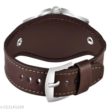 Brown Genuine Leather Square Dial Analog Watch