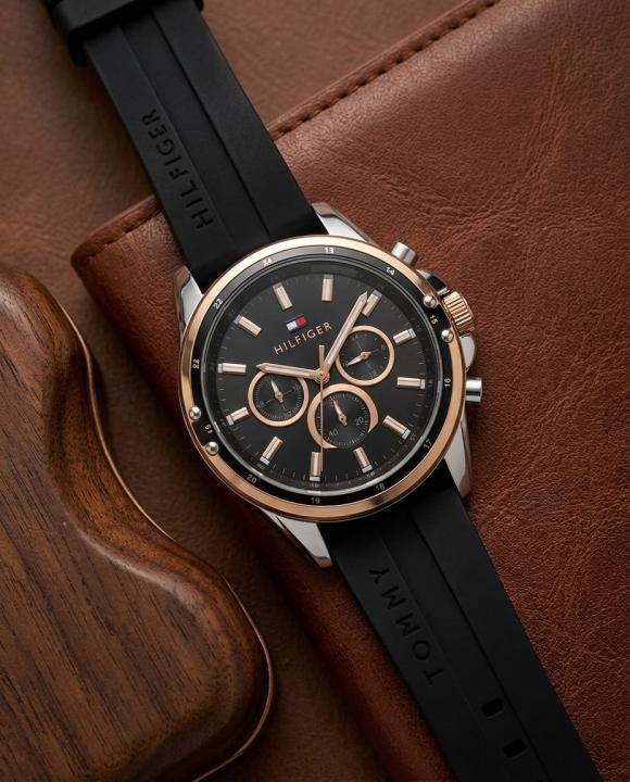 Tommmy Hilfige_r Oxford Chronograph Silicon Belt Black