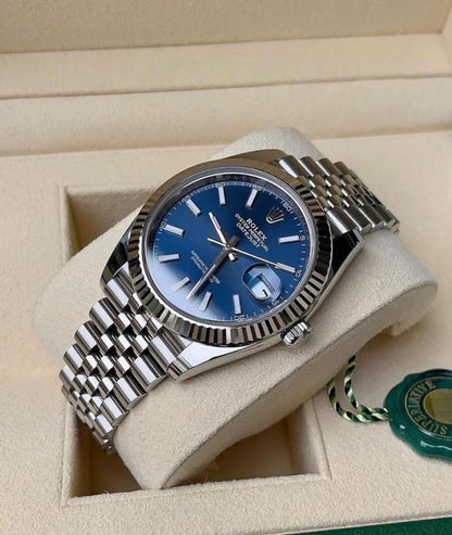 Rolee_x Oyster Perpetual Date Just Silver Blue