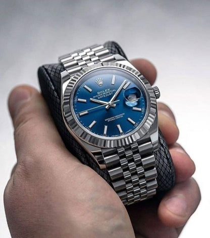 Rolee_x Oyster Perpetual Date Just Silver Blue