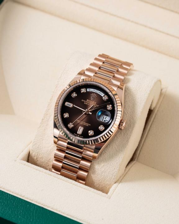 Rolee_x Oyster Perpetual Day Date Diamond Cooper Brown 40 Battery