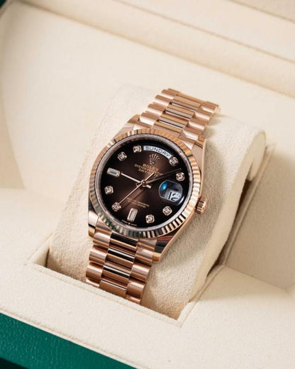 Rolee_x Oyster Perpetual Day Date Diamond Cooper Brown 40 Battery