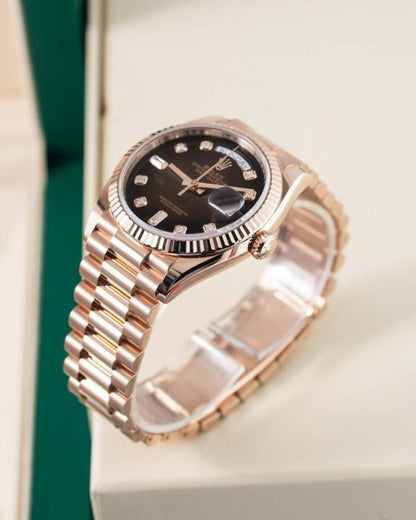 Rolee_x Oyster Perpetual Day Date Diamond Cooper Brown 40 Battery