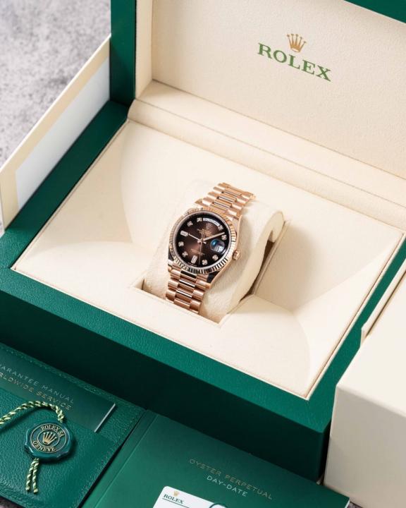 Rolee_x Oyster Perpetual Day Date Diamond Cooper Brown 40 Battery