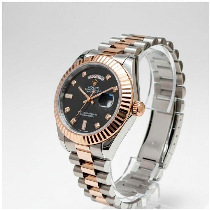 Rolee_x Oyster Perpetual Day Date Diamond 2Ton-Copper-Black 40 Battery