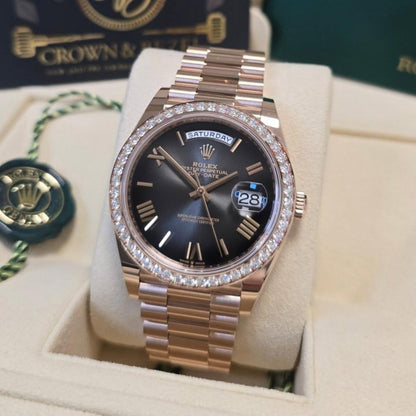 Rolee_x Oyster Perpetual Day Date Diamond Copper Black