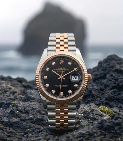 Role_x Oyster Perpetual Date Just 2Ton-Copper-Black Diamond