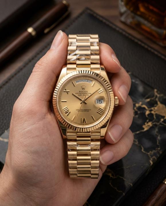 Role_x oyster Perpetual Day Date 40 Battery Gold-Gold