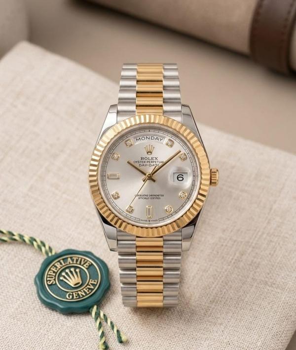 Role_x Oyster Perpetual Day Date Diamond 2Ton-Gold-White