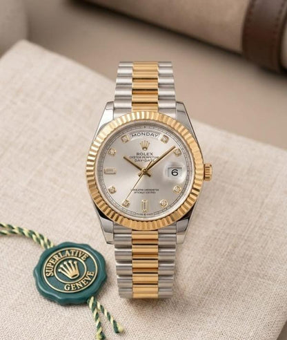 Role_x Oyster Perpetual Day Date Diamond 2Ton-Gold-White