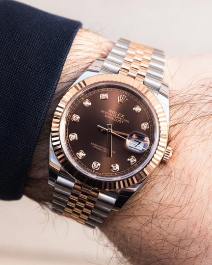Rolee_x Oyster Perpetual Date Just 2Ton Copper Brown Diamond