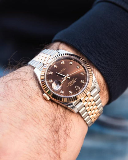 Rolee_x Oyster Perpetual Date Just 2Ton Copper Brown Diamond