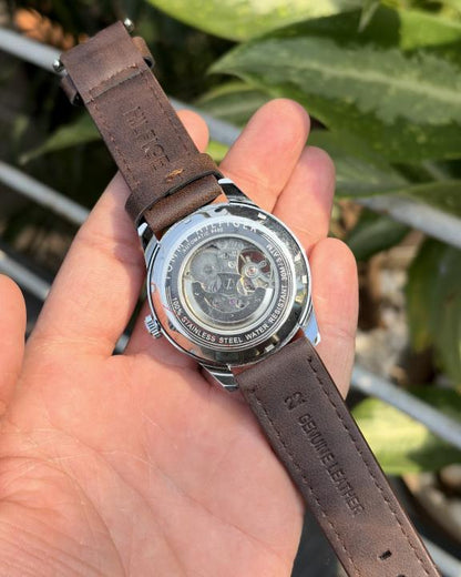 Tommy Hilfige_r Automatic Leather DarkBrown-Silver-White