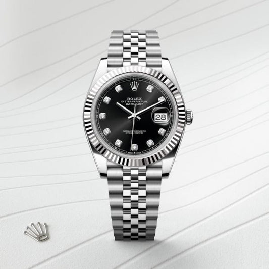 Role_x Oyster Perpetual Date Just Diamond Silver-Black-Diamond