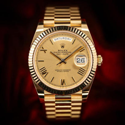 Rolee_x oyster Perpetual Day Date 40 Battery Gold-Gold