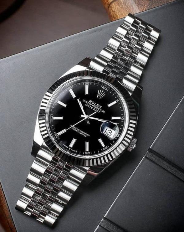 Rolee_x Oyster Perpetual Date Just Silver-Black