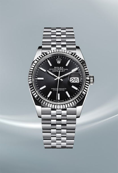 Rolee_x Oyster Perpetual Date Just Silver-Black
