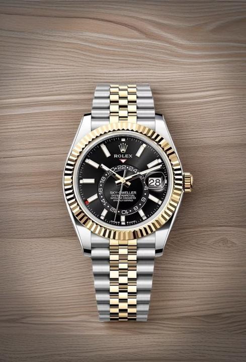 Rolee_x Oyster Perpetual Sky Dweller 2Ton-Gold-Black