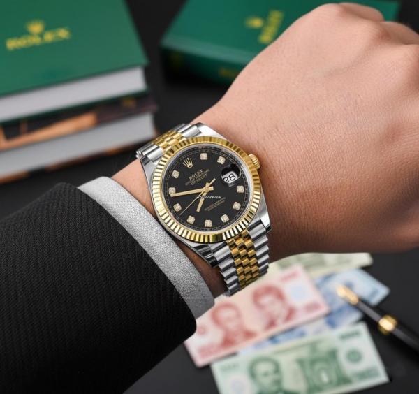 Oyster Perpetual Date Just Diamond 2Ton Gold Black
