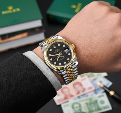 Oyster Perpetual Date Just Diamond 2Ton Gold Black