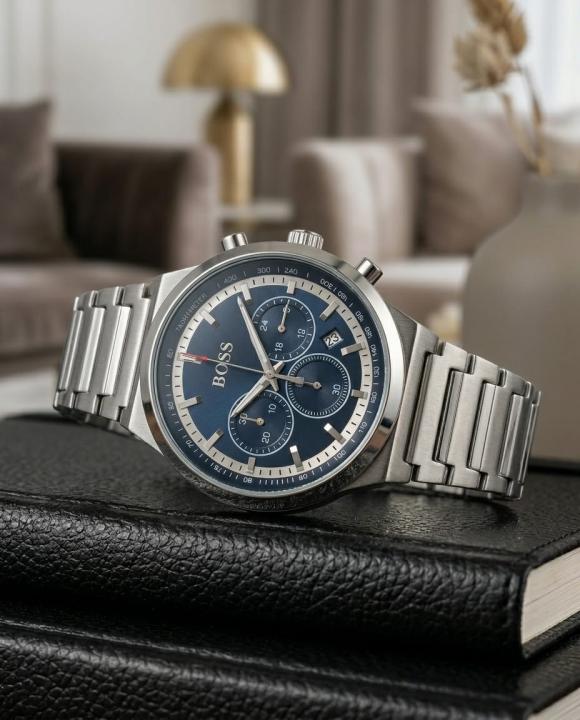 Boss Candor Chronograph Silver-Blue