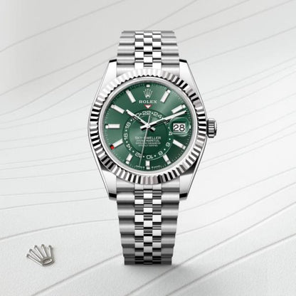 Rolee_x Oyster Perpetual Sky Dweller Silver-Green