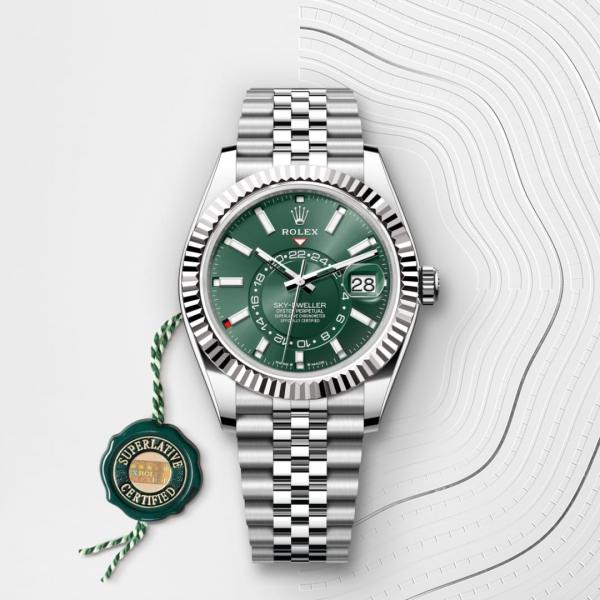 Rolee_x Oyster Perpetual Sky Dweller Silver-Green