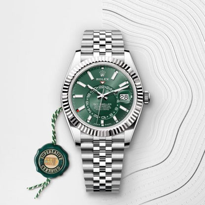 Rolee_x Oyster Perpetual Sky Dweller Silver-Green