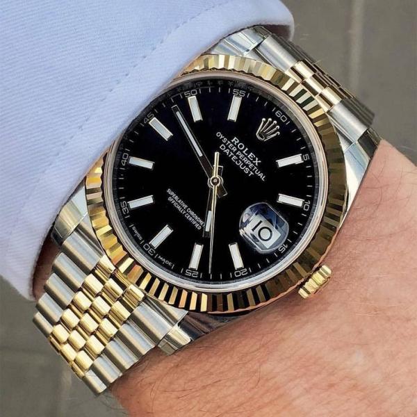 Rolee_x Oyster Perpetual Date Just 2Ton Gold Black