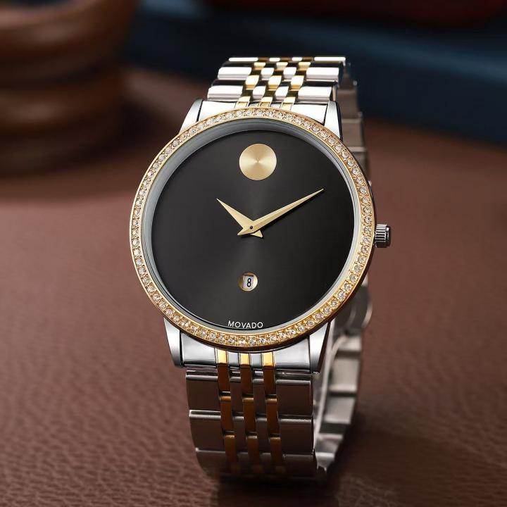 Movado Museum Classic Diamond 2Ton-Gold-Black