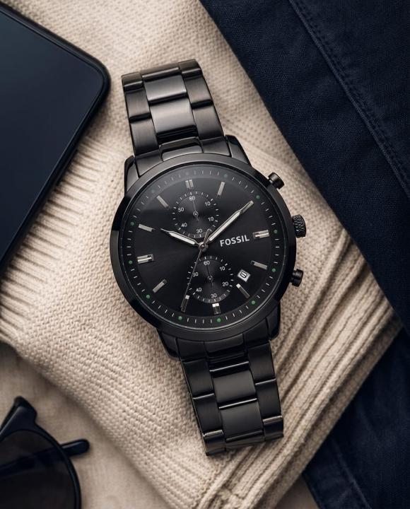 Fossi_l Minimalist Chronograph Black-Silver