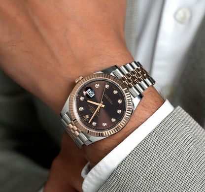 Role_x Oyster Perpetual Date Just 2Ton-Copper-Brown Diamond