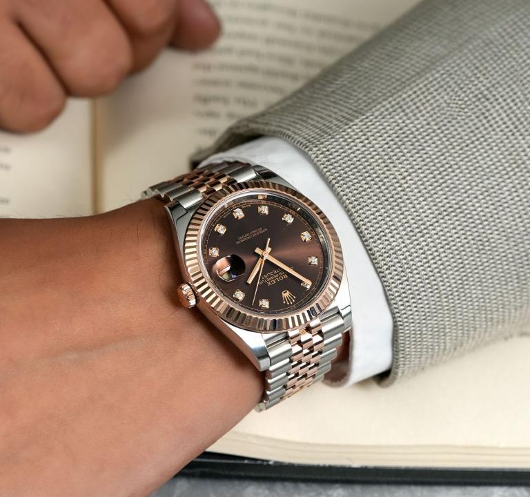 Role_x Oyster Perpetual Date Just 2Ton-Copper-Brown Diamond