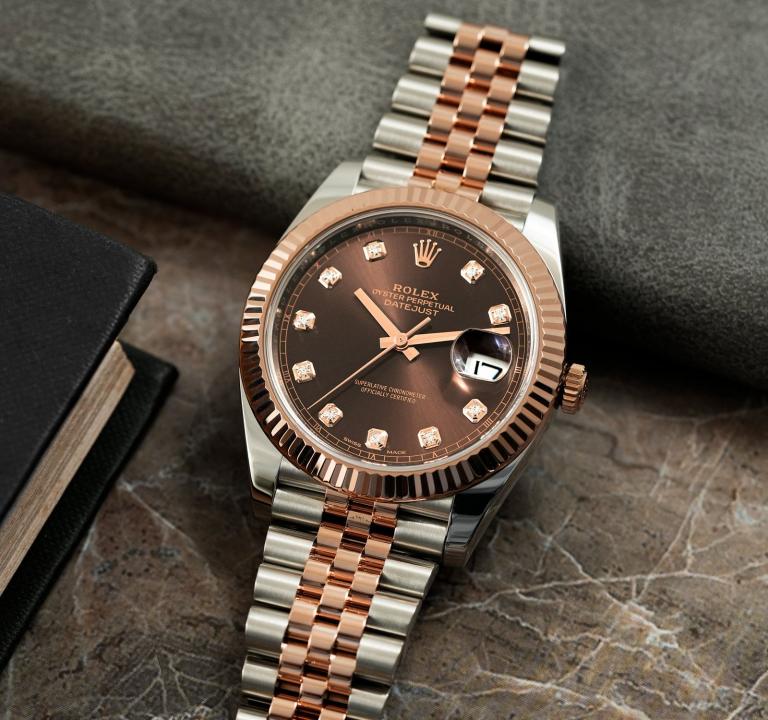 Role_x Oyster Perpetual Date Just 2Ton-Copper-Brown Diamond