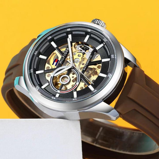 Tommmy Hilfige_r Automatic Silicon Brown-Silver-Black