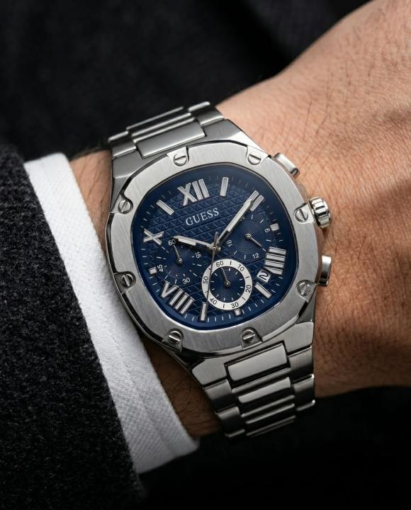 Guess Square Chronograph Silver-Blue