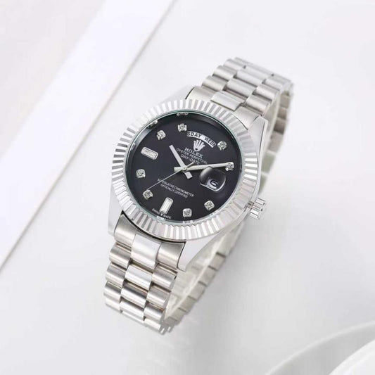 Role_x Oyster Perpetual Day Date Diamond Silver-Black 40 Battery