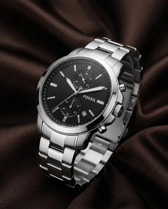 Fossi_l Minimalist Chronograph Silver-Black