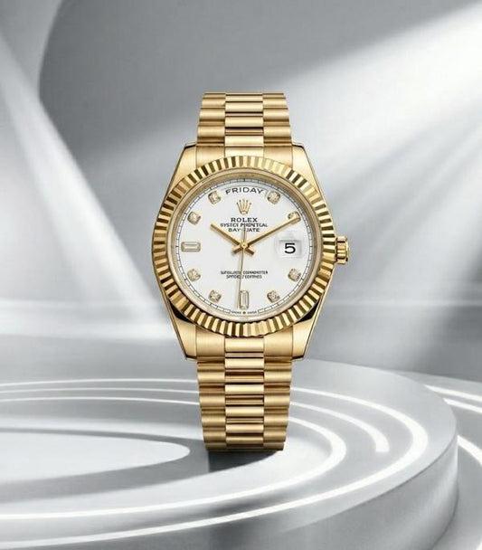 Role_x Oyster Perpetual Day Date Diamond Gold-White 40 Battery