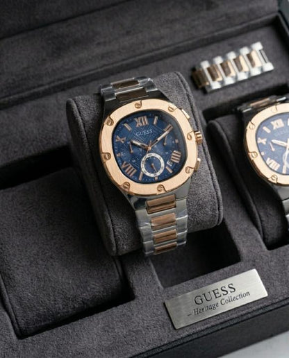 Guess Square Chronograph 2Ton-Copper-Blue